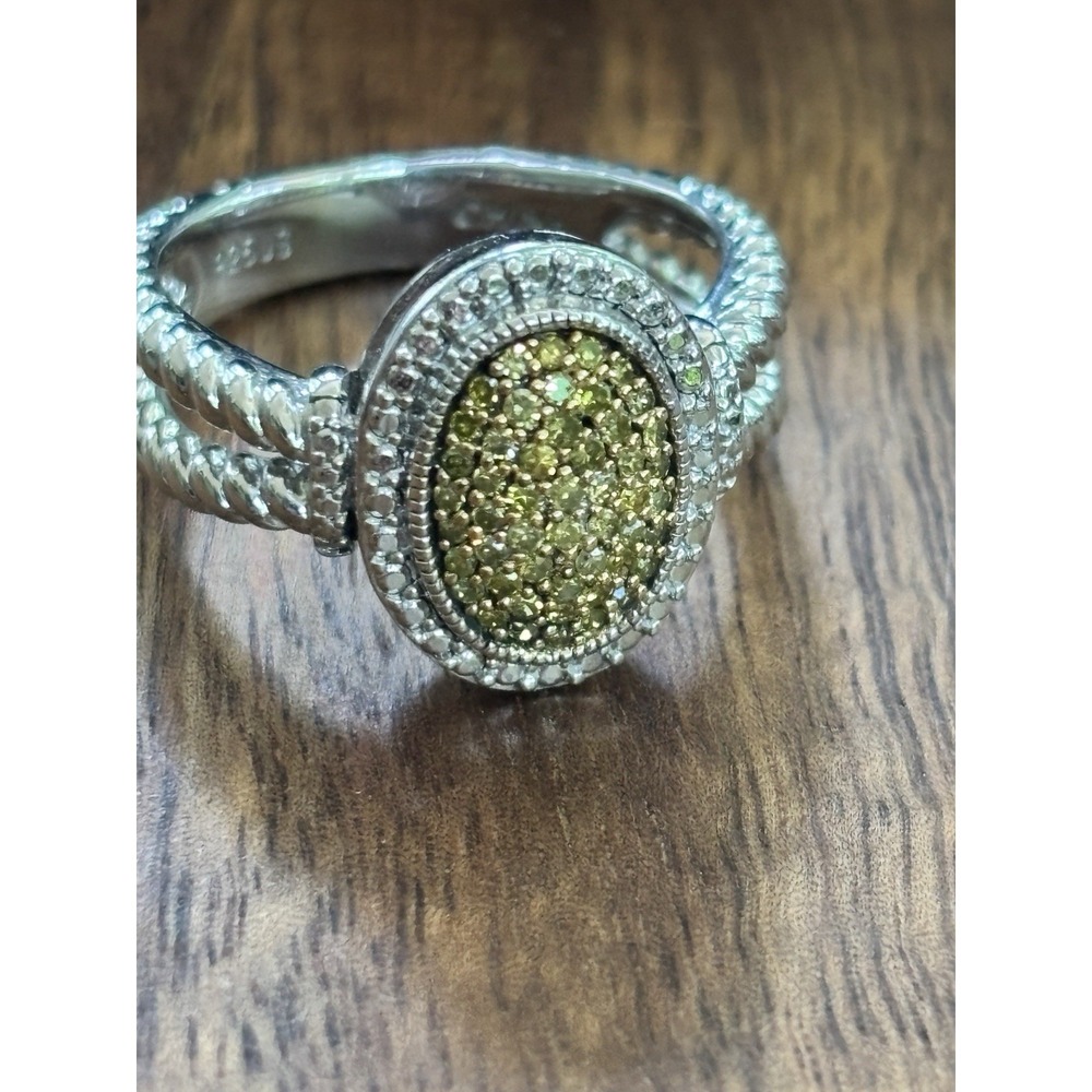 Affinity PAVE '  CANARY YELLOW DIAMOND Sterling Silver Ring  , size 7